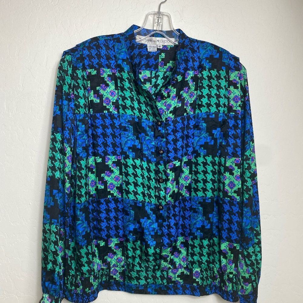 Vintage 100% silk blouse by Anne Crimmins UMI collection long sleeve